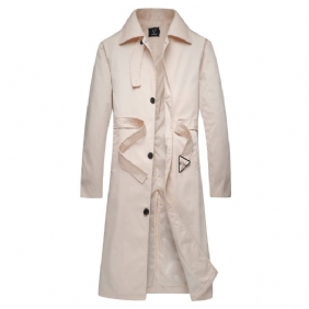 Heren Halflange Trenchcoat Effen Kleur Reversjas Trend