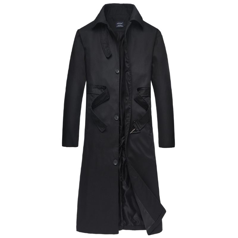 Heren Halflange Trenchcoat Effen Kleur Reversjas Trend