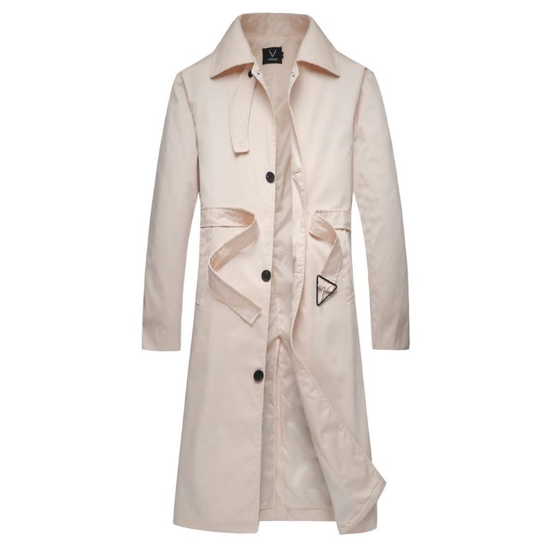 Heren Halflange Trenchcoat Effen Kleur Reversjas Trend