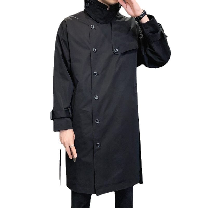 Herenjack 2024 Effen Kleur Zakelijke Casual Lange Trenchcoat