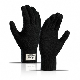 Gebreide Handschoenen Herfst En Winter Grote Maten Heren Fleece Verdikte Jacquard Warme Wol Touchscreen