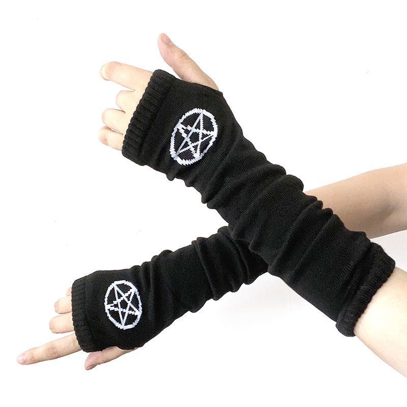 Gebreide Mouwen Ninja Halve Vingerhandschoenen Moon Satan Cross Sleeves Anti-vuile Warme Schede