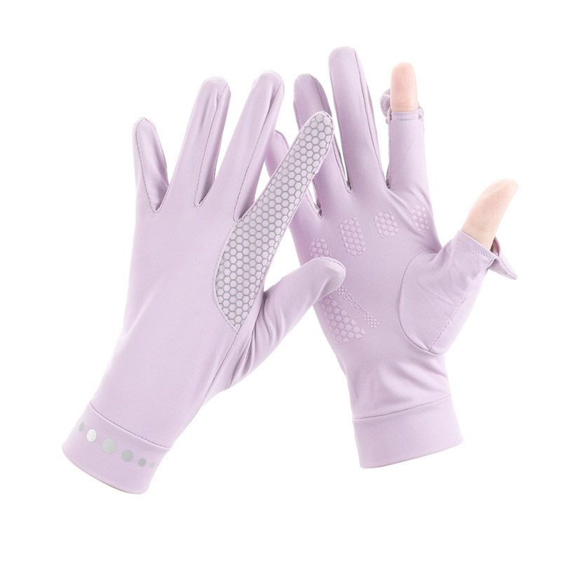 Heren En Dames Elastische Effen Kleuren Touchscreen Anti-ultraviolet Handschoenen Licht En Ademend Vingerloos Antislip Rijden En