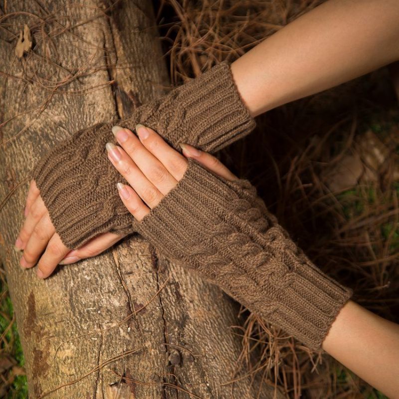 Herfst- En Winterparen Halfvingerige Warme Gebreide Typen Dikke Wollen Kleine 8-woordhandschoenen Voor Heren En Dames