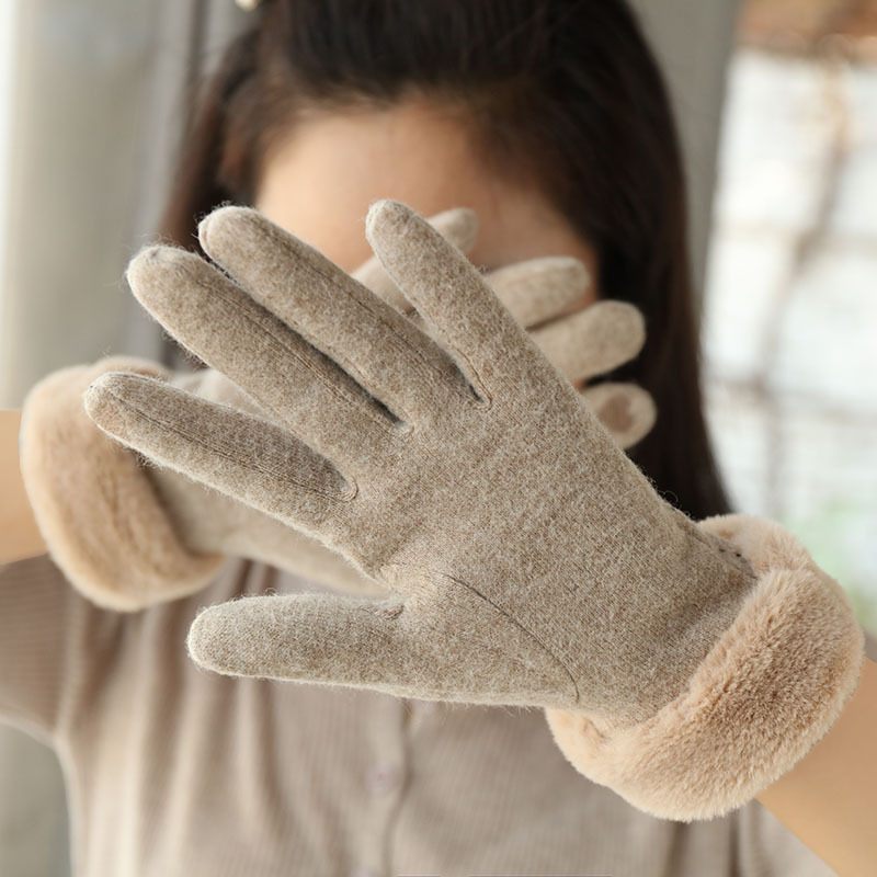 Nieuwe Kasjmier Wollen Handschoenen Dames Winter Schattig Paardrijden Warm Plus Fluweel Dik Touchscreen Koud Skiën