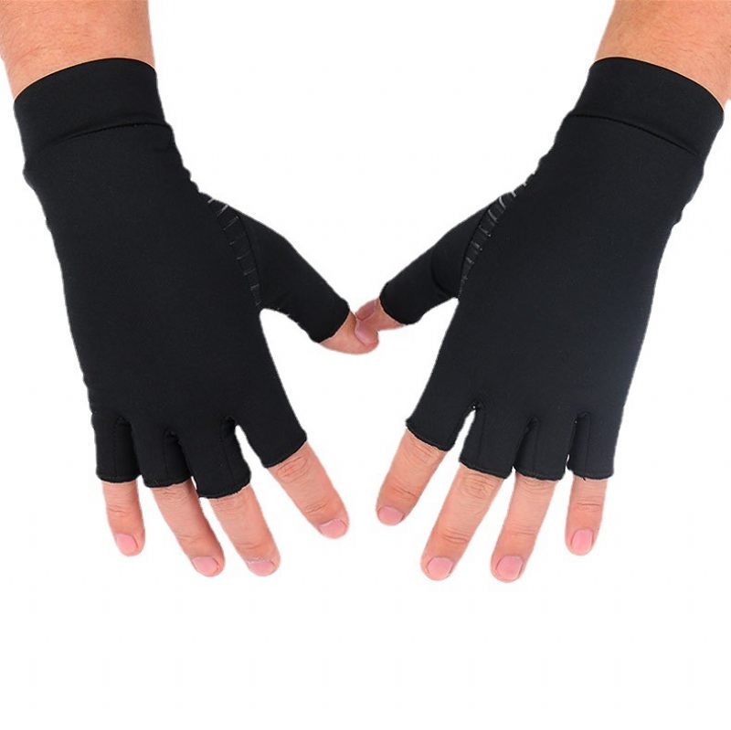 Outdoor Fietsen Halve Vinger Handschoenen Kopervezel Revalidatie Fitness Siliconen Antislip Druk