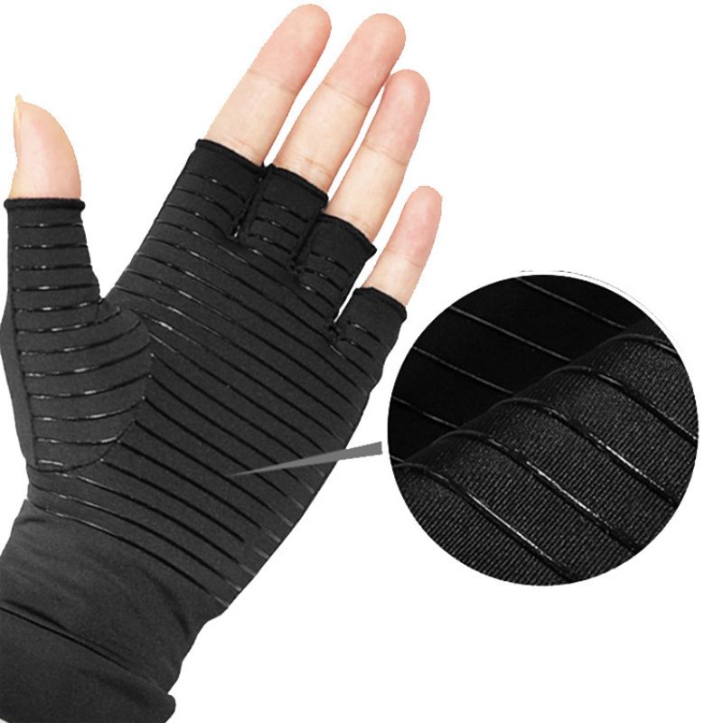 Outdoor Fietsen Halve Vinger Handschoenen Kopervezel Revalidatie Fitness Siliconen Antislip Druk