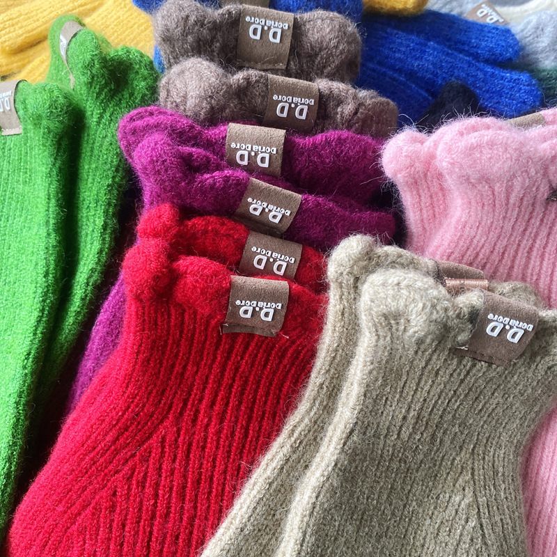 Pure Kleur Wollen Breihandschoenen Dames Herfst En Winter Gespleten Vingers Wol Gemengd Studenten Warm Houden Rijden