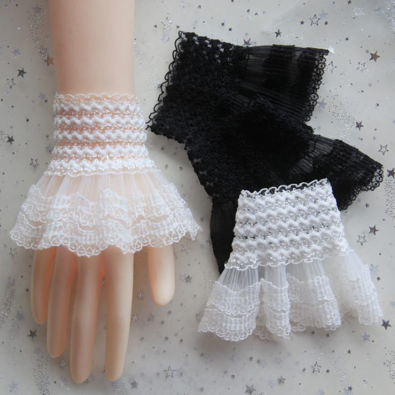 Super Fairy Trompetmouwen Mooi Kant Fake Manchetten Sleeves Decoratieve Handschoenen Dames