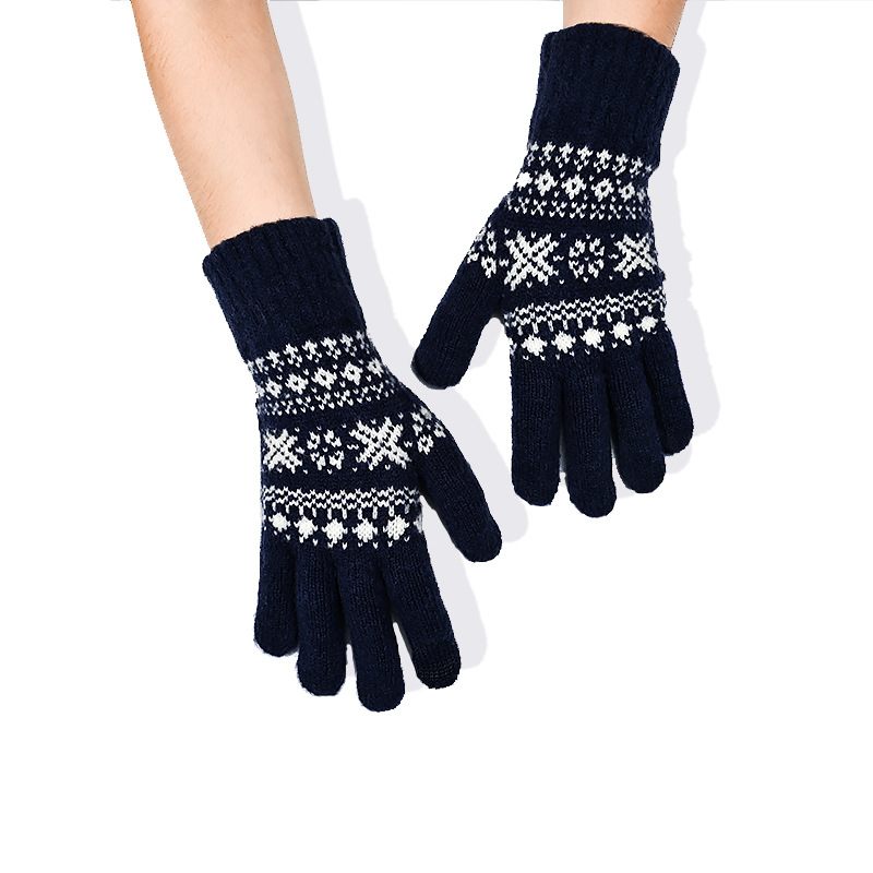 Warme Dameshandschoenen Leuke Snowflake Jacquard Touchscreen-handschoenen Winter Nieuwe Gebreide Koudebestendige Rijhandschoenen