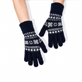 Warme Dameshandschoenen Leuke Snowflake Jacquard Touchscreen-handschoenen Winter Nieuwe Gebreide Koudebestendige Rijhandschoenen