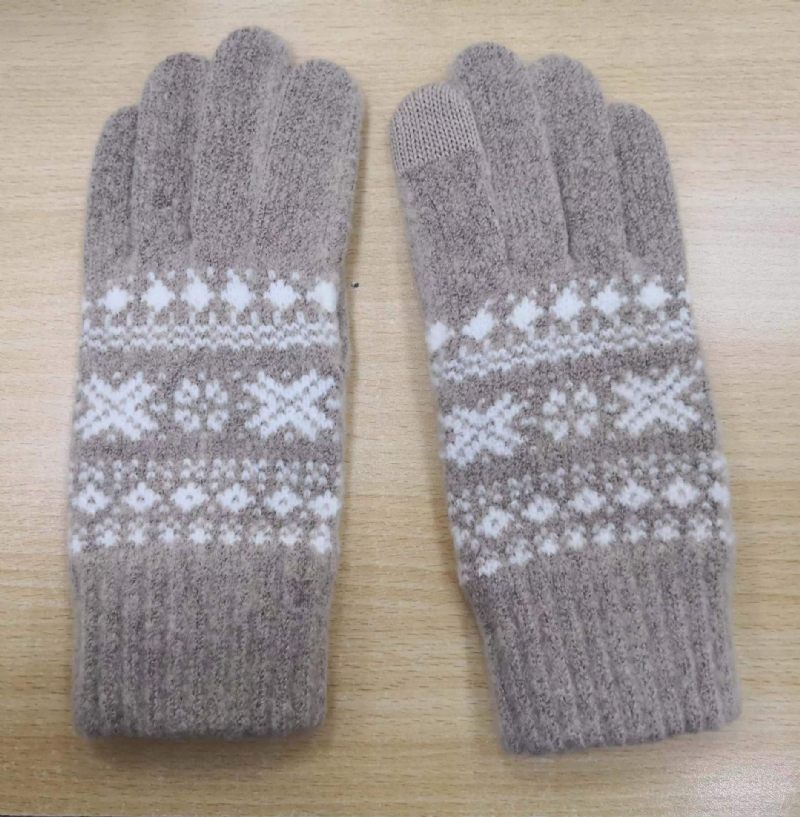 Warme Dameshandschoenen Leuke Snowflake Jacquard Touchscreen-handschoenen Winter Nieuwe Gebreide Koudebestendige Rijhandschoenen