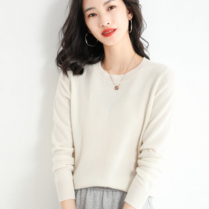 23 Spring Low Neck Round Sweater Women's Knitwear Loose Bottom Women