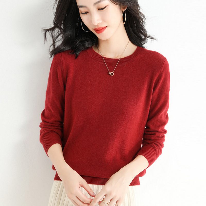 23 Spring Low Neck Round Sweater Women's Knitwear Loose Bottom Women