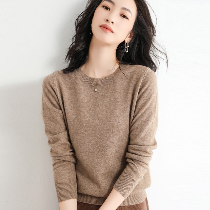 23 Spring Low Neck Round Sweater Women's Knitwear Loose Bottom Women