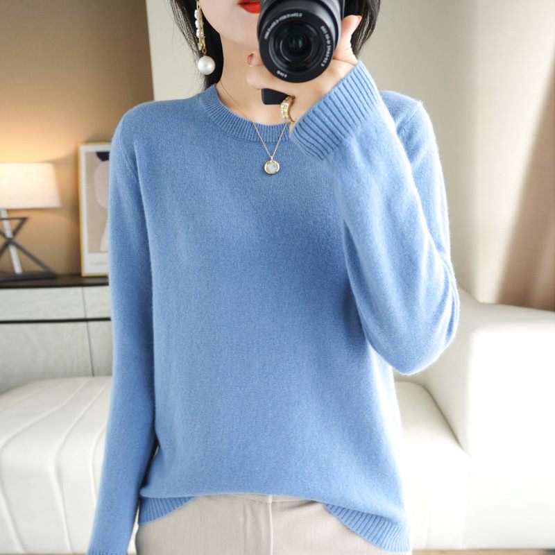 23 Spring Low Neck Round Sweater Women's Knitwear Loose Bottom Women