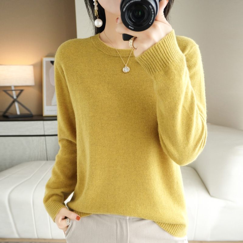 23 Spring Low Neck Round Sweater Women's Knitwear Loose Bottom Women