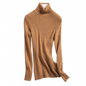 Herfst En Winter Nieuwe Stijl Hoge Revers Trui Dames Zelfontplooiing Pullover Warme Gebreid Dieptepunt Shirt