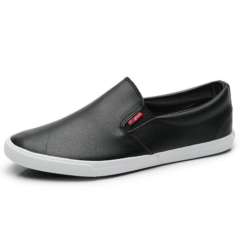 2024 Hunter Lente Nieuwe Leren Casual Schoenen Waterdicht Effen Kleur Dunne Bodem Slip-on Heren