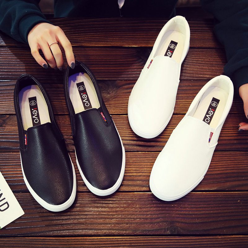 2024 Hunter Lente Nieuwe Leren Casual Schoenen Waterdicht Effen Kleur Dunne Bodem Slip-on Heren