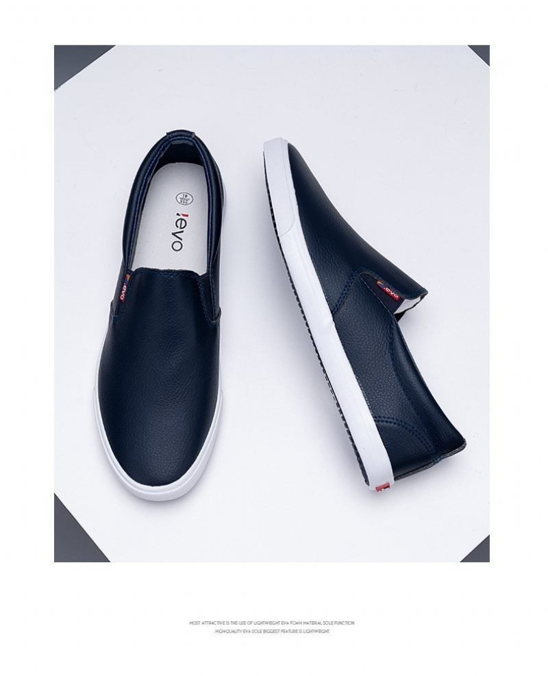 2024 Hunter Lente Nieuwe Leren Casual Schoenen Waterdicht Effen Kleur Dunne Bodem Slip-on Heren