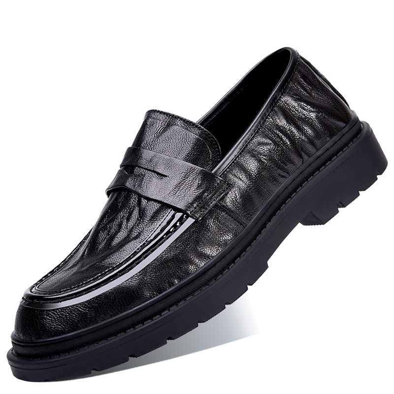 2024 Lente Herenschoenen Ademende Lederen Slip-on Loafers Dikke Zolen Zakelijke Mannen Casual Kleding Schoenen Trendy Platte