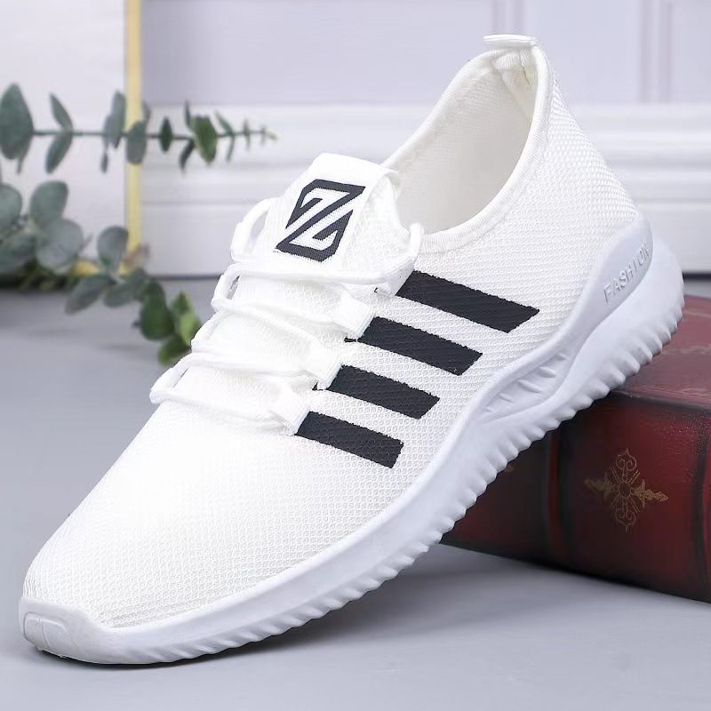 2024 Lente En Zomer Nieuwe Vliegweven Herenschoenen Trendy Casual Ademende Mesh Sneakers Voor Heren