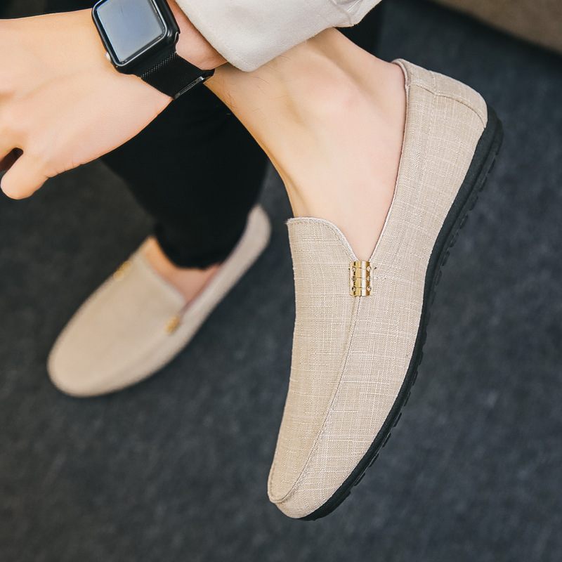 2024 Zomer Stoffen Schoenen Doudou Heren Casual Trend Slip-on Canvas Herenschoenen