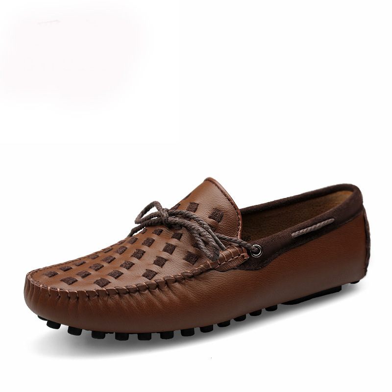 Bruine Bonen Schoenen Heren Nette Zachte Zool Casual Loafer Geklede Jeugd Trendy Outdoor Leren Herenschoenen