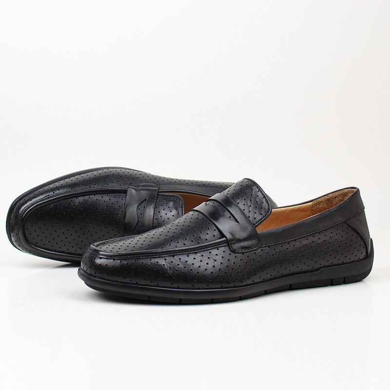 Doudou Schoenen Heren Echt Leer Koeienhuid 2024 Nieuwe Zomer Handgemaakte Casual Ademende Zachte Bodem Slip-on Loafers