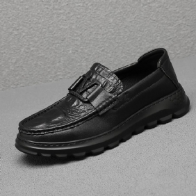 Echt Leer Krokodillenpatroon Geklede Schoenen Heren Casual Slip-on Herenschoenen Dikke Zolen Erwtenschoenen