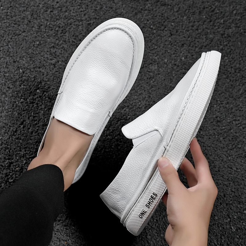 Echt Leren Heren 2024 Nieuwe Herfst En Winter Slip-on Casual Sneakers Loafers Trend