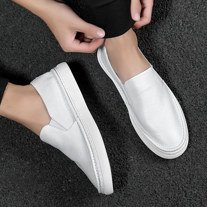 Echt Leren Heren 2024 Nieuwe Herfst En Winter Slip-on Casual Sneakers Loafers Trend