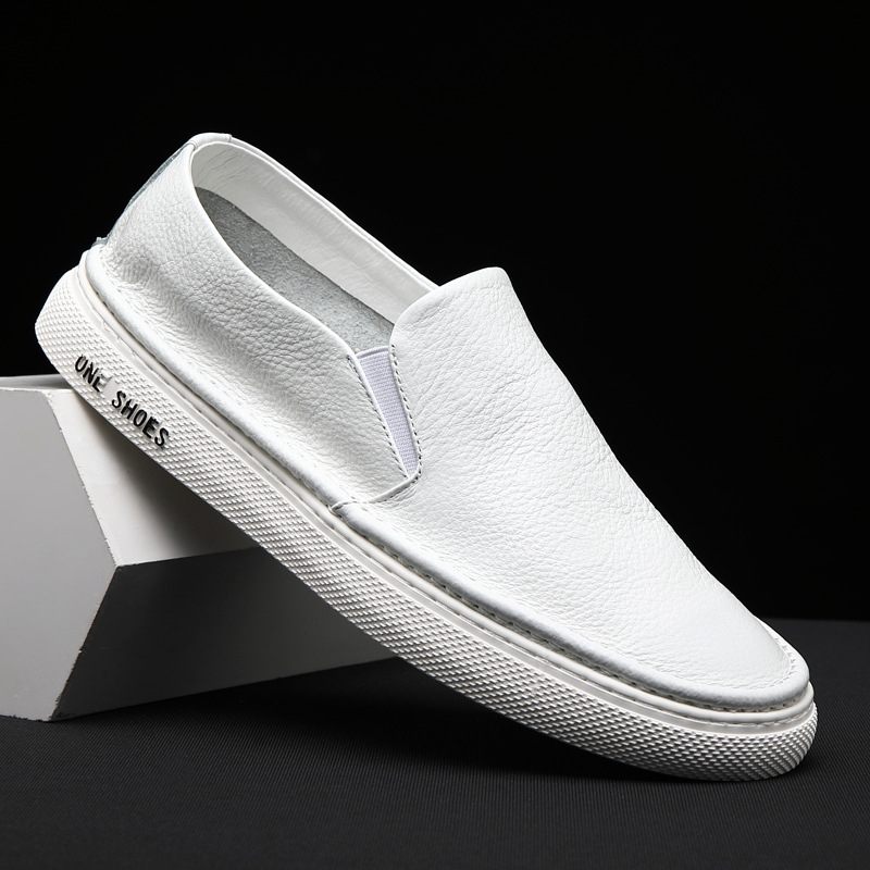 Echt Leren Heren 2024 Nieuwe Herfst En Winter Slip-on Casual Sneakers Loafers Trend