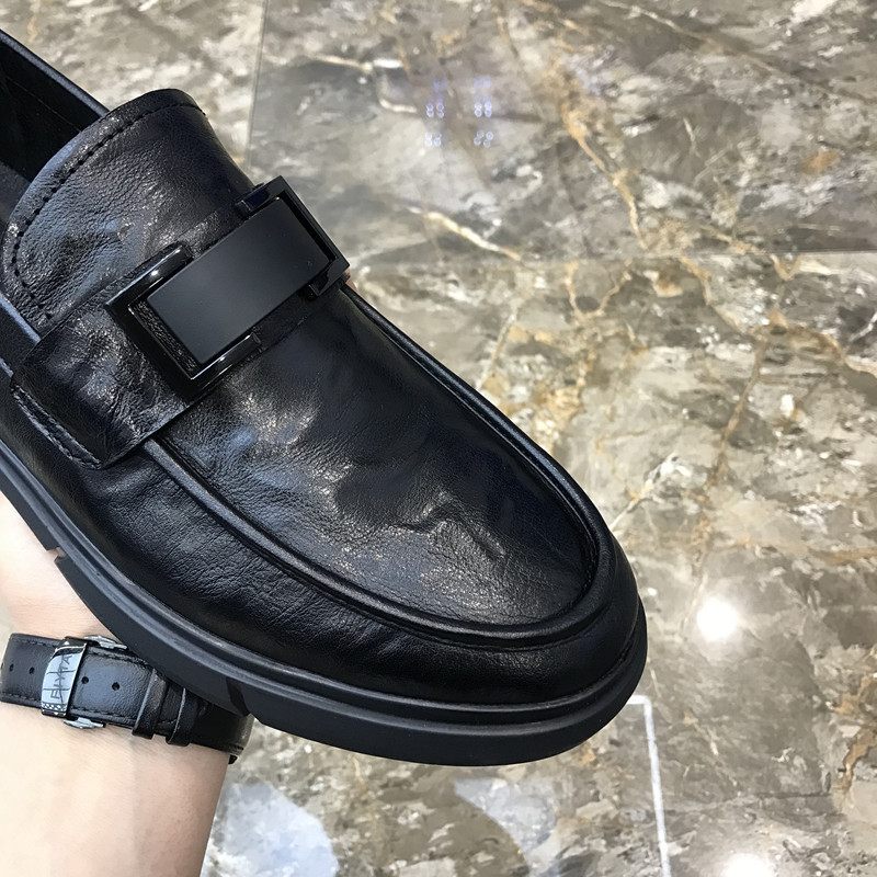 Echte Doudou Schoenen Heren 2024 Nieuwe Slip-on Loafers Zwart Lederen Vrijetijdsschoenen