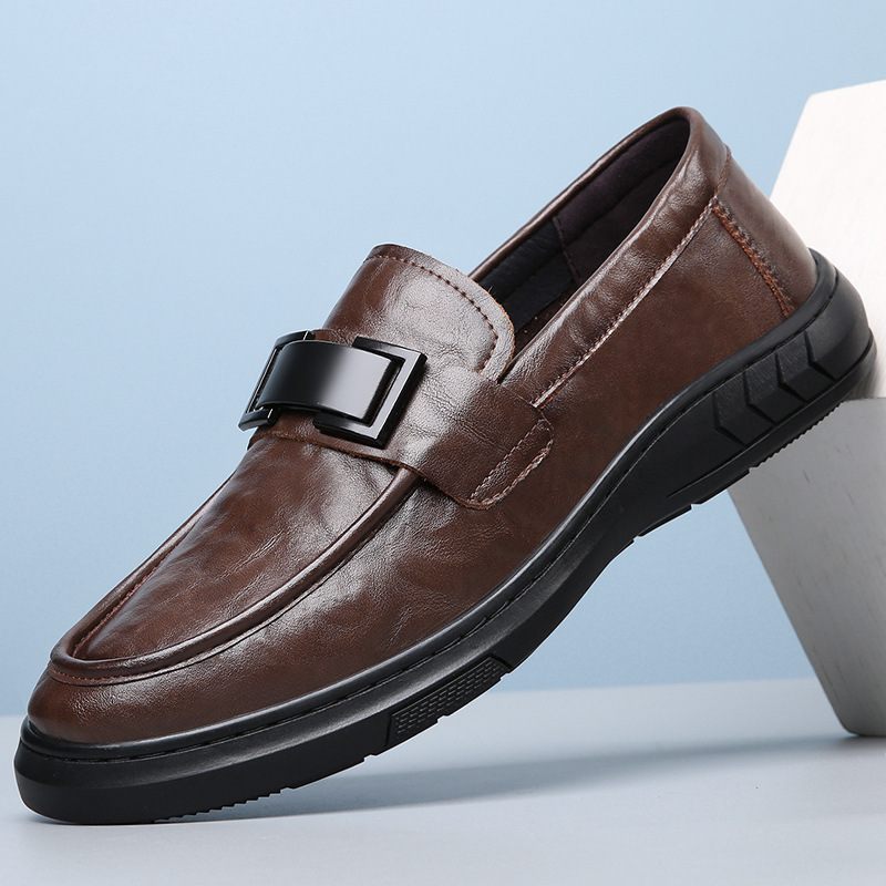 Echte Doudou Schoenen Heren 2024 Nieuwe Slip-on Loafers Zwart Lederen Vrijetijdsschoenen