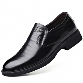 Formele Kledingschoenen Voor Heren Leren Slip-on Ademende Mode Ronde Neus Casual Platte Schoenen