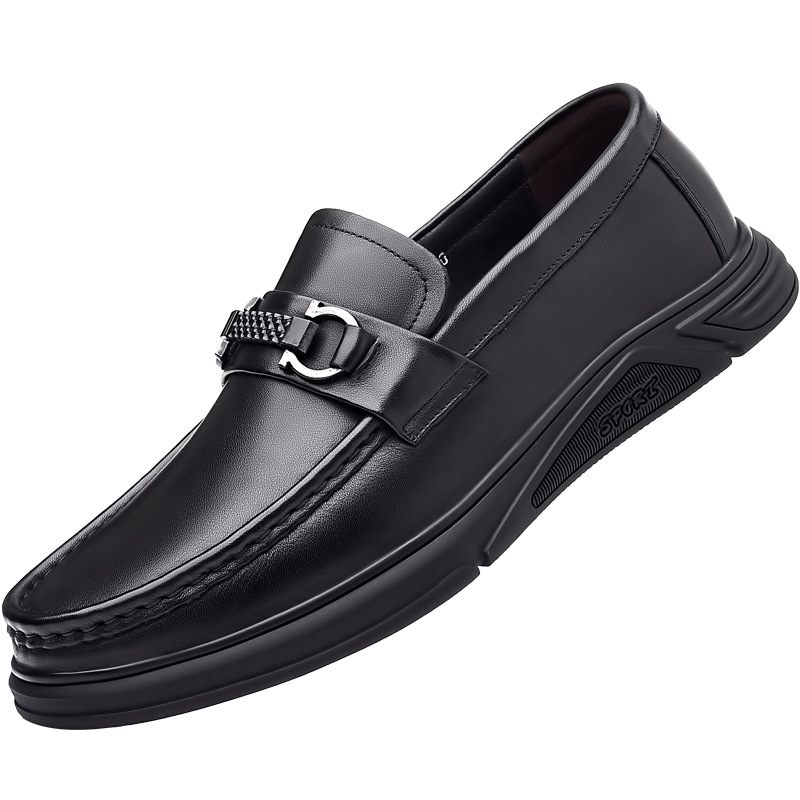 Formele Schoenen Echt Lederen Herenschoenen 2024 Lente Nieuwe Business Casual Doudou Grote Maat Zachte Bodem Slip-on