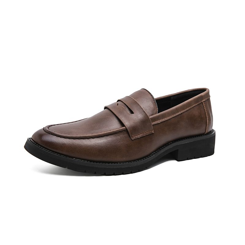 Geklede Schoenen Heren 2024 Lente En Herfst Nieuwe Slip-on Retro Set-foot Ronde Neus Loafers Casual Herenschoenen