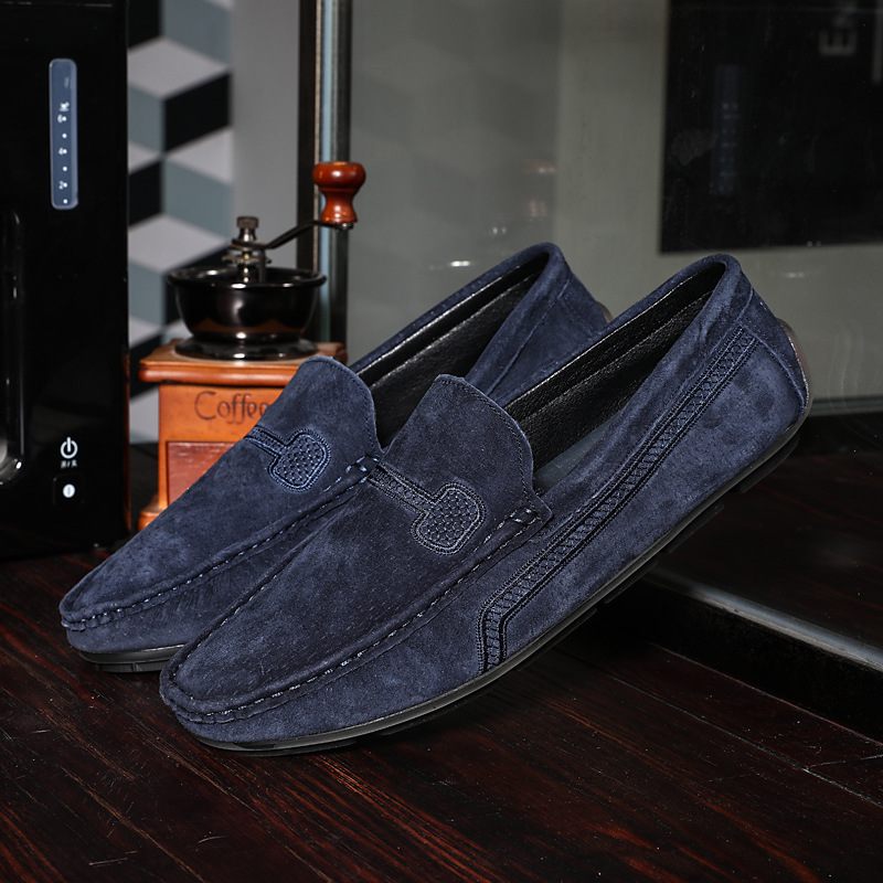 Grote Maat Instappers Loafers Leren Erwten Schoenen Slip-on Casual Trendy Herenschoenen Retro Rijschoenen Nieuw