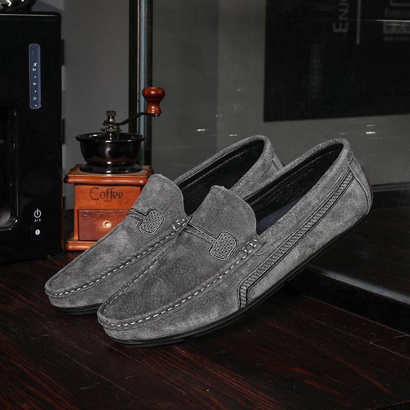 Grote Maat Instappers Loafers Leren Erwten Schoenen Slip-on Casual Trendy Herenschoenen Retro Rijschoenen Nieuw