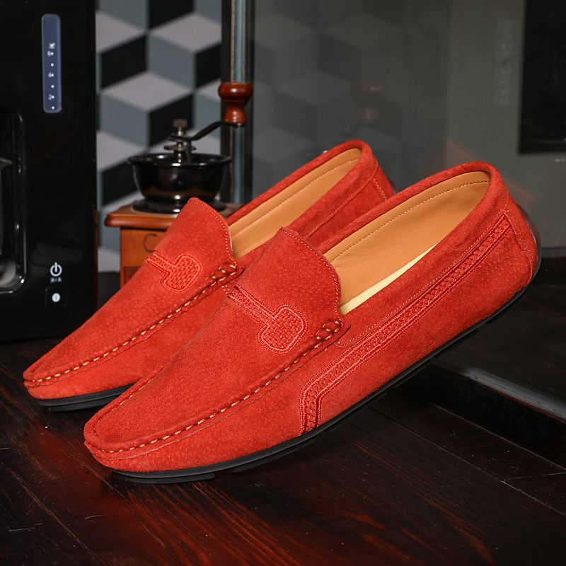 Grote Maat Instappers Loafers Leren Erwten Schoenen Slip-on Casual Trendy Herenschoenen Retro Rijschoenen Nieuw