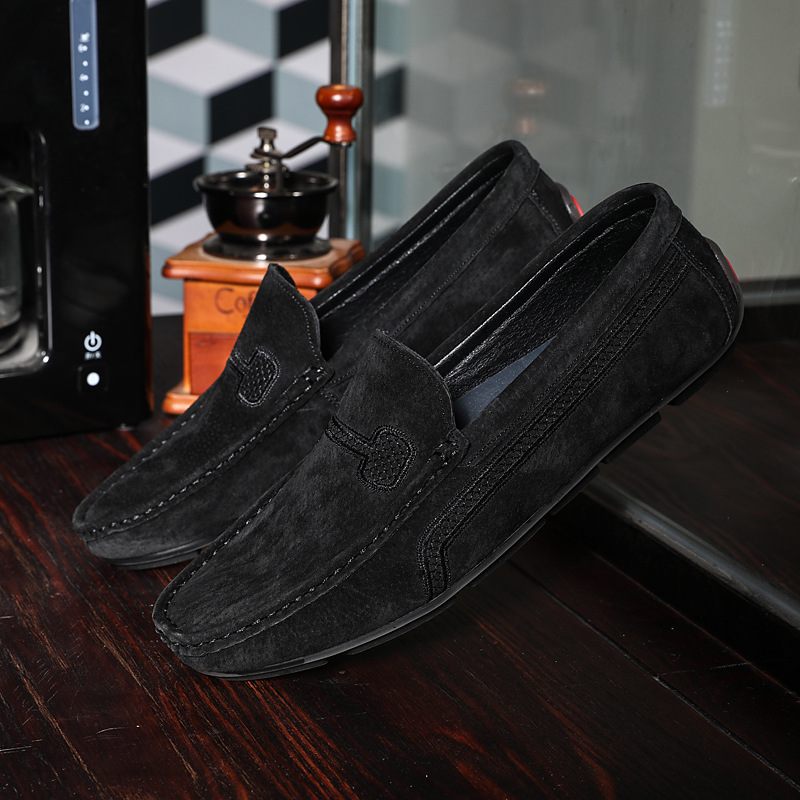 Grote Maat Instappers Loafers Leren Erwten Schoenen Slip-on Casual Trendy Herenschoenen Retro Rijschoenen Nieuw