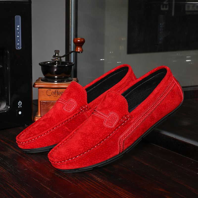 Grote Maat Instappers Loafers Leren Erwten Schoenen Slip-on Casual Trendy Herenschoenen Retro Rijschoenen Nieuw