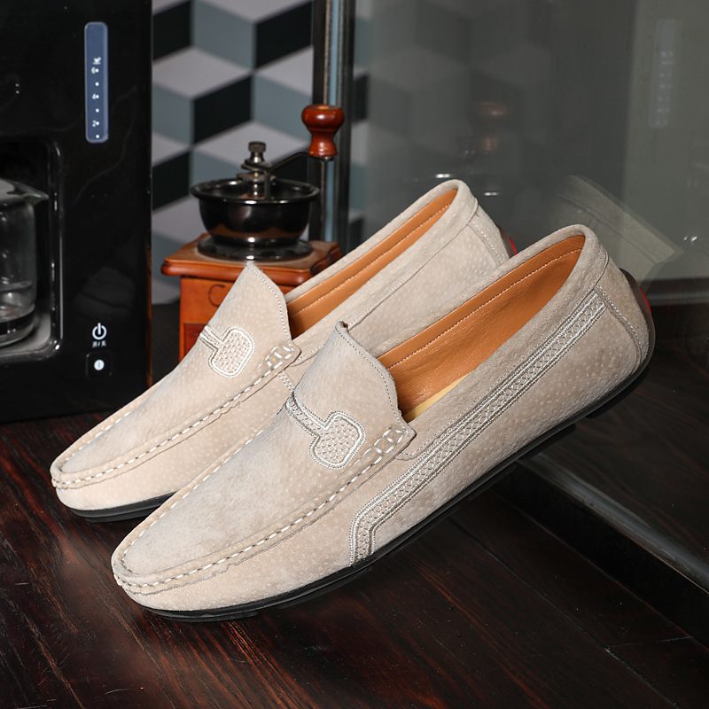 Grote Maat Instappers Loafers Leren Erwten Schoenen Slip-on Casual Trendy Herenschoenen Retro Rijschoenen Nieuw