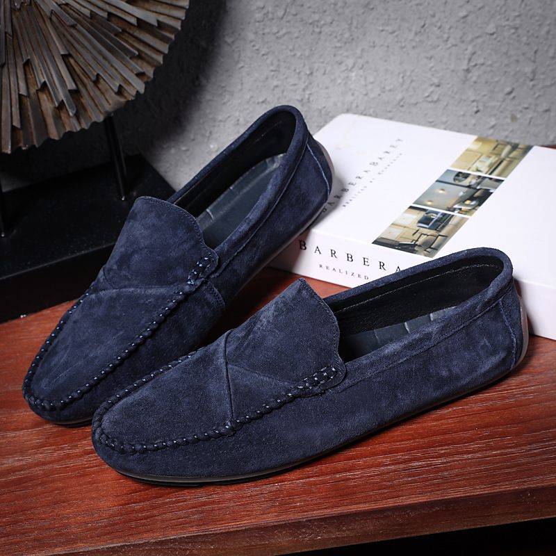 Grote Maat Instappers Loafers Leren Erwten Schoenen Slip-on Casual Trendy Herenschoenen Retro Rijschoenen Nieuw