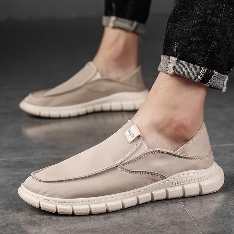 Heren Lente Slip-on Stoffen Schoenen Mode Platte Erwten Canvas Herenschoenen