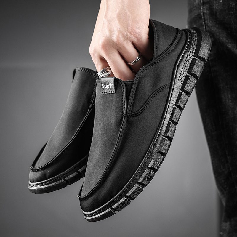 Heren Lente Slip-on Stoffen Schoenen Mode Platte Erwten Canvas Herenschoenen