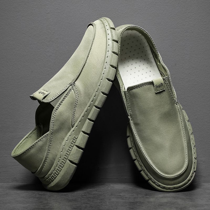 Heren Lente Slip-on Stoffen Schoenen Mode Platte Erwten Canvas Herenschoenen