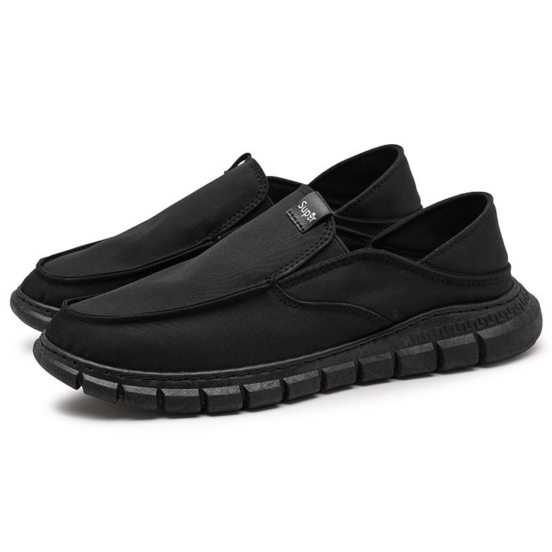 Heren Lente Slip-on Stoffen Schoenen Mode Platte Erwten Canvas Herenschoenen